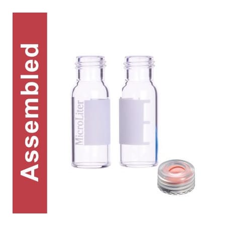 Cp Lab Safety. Wheaton MicroLiter Clear Screw Thread Vial Kit MP Natural 9mm Cap PTFE/Silicone Septa 100pk 09-1230N-A